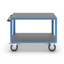 Bordsvagn Industri, 2 hyllplan av plywoodskivor med halkfri yta, hyllplan 1250 x 800 mm, stativ ljusblått