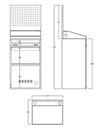 Datorskåp Verner, HxB 1770 x 650 mm, med håltavla och pulpettillbyggnad, ljusgrå dörrar