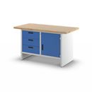 Verktygsbänk Halvar, 3 lådor, 1 dörr, bredd 1500 mm, ljusgrå / gentianblå