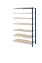 Lagerhylla Juhani, D 600 mm, med hyllplan av spånskiva, utbyggnadssektion, HxB 2522 x 1525 mm