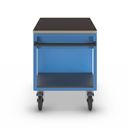 Verktygsvagn Ingvar, 1 skåp, 1 låda, stomme i ljusblått, fronter i vit aluminium