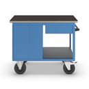 Verktygsvagn Ingvar, 1 skåp, 1 låda, stomme i ljusblått, fronter i vit aluminium