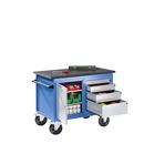 Verktygsvagn Ingvar, 1 skåp, 1 skåp med lådor, bicolor, stomme i ljusblått, fronter i silver, MDF-bänkskiva