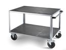 Bordsvagn Industri, 2 hyllplan av plast, hyllplan 1250 x 800 mm, galvaniserat stativ