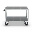 Bordsvagn Industri, 2 hyllplan av plast, hyllplan 1250 x 800 mm, galvaniserat stativ