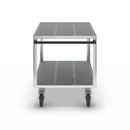 Bordsvagn Industri, 2 hyllplan av plast, hyllplan 1250 x 800 mm, galvaniserat stativ