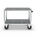Bordsvagn Industri, 2 hyllplan av plast, hyllplan 1250 x 800 mm, galvaniserat stativ