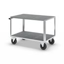 Bordsvagn Industri, 2 hyllplan av plast, hyllplan 1250 x 800 mm, galvaniserat stativ