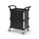 Rullvagn Pelle, med 2 sidoväggar, 1 bakvägg, pardörrar, 3 hyllplan, LxBxH 850 x 480 x 1000 mm