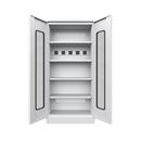 Laddskåp Filip, med fönsterdörrar, ljusgrå