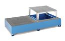 Uppsamlingskärl Rufus, för 2 x 1000 l-containertank, 1 tappningsenhet, pulverlackerad, blå RAL 5012