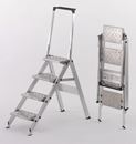 Trappstege Torvald, räfflade aluminiumsteg, med säkerhetsbygel, 4 steg