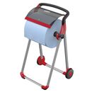 Torkpappershållare med säckhållare Gottfrid, golvställ med rivkant, svart / röd