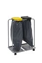 Sopsäckshållare Jon, för volym upp till 2 x 120 l, ställ på hjul, lock gult och svart