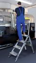 Trappstege Torvald, räfflade aluminiumsteg, med säkerhetsbygel, 4 steg