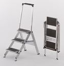 Trappstege Torvald, alu-steg med PVC-beläggning, med säkerhetsbygel, 3 steg
