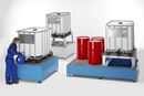 Uppsamlingskärl Rufus, för 1 x 1000 l-container/4 x 200 l-fat, stående, pulverlackerad, blå RAL 5012