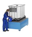 Uppsamlingskärl Rufus, för 1 x 1000 l-container/4 x 200 l-fat, stående, pulverlackerad, blå RAL 5012