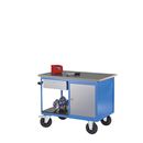 Verktygsvagn Ingvar, 1 skåp, 1 låda, stomme i ljusblått, fronter i vit aluminium