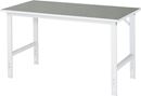 Arbetsbord Rickard, underrede 60 x 30 mm, linoleumskiva, BxD 1500 x 800 mm, ljusgrå