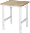Arbetsbord Rickard, stativ 60 x 30 mm, skiva i massiv bok, BxD 750 x 800 mm, ljusgrå