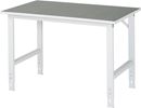 Arbetsbord Rickard, underrede 60 x 30 mm, linoleumskiva, BxD 1250 x 800 mm, ljusgrå