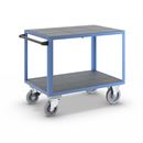 Bordsvagn Industri Industri, 2 lastytor, med centralbroms, lastyta 1050 x 700 mm, ljusblå