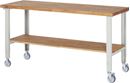 Mobil arbetsbänk Majken, 2 fasta hjul/2 länkhjul, hyllplan, skiva BxD 2000 x 700 mm