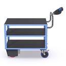 Eldriven rullvagn CustomLine, 3 hyllplan, antracitgrå RAL 7016, elastisk gummi