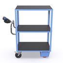 Eldriven hyllvagn CustomLine, 3 hyllplan, antracitgrå RAL 7016, elastisk gummi