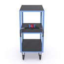 Eldriven hyllvagn CustomLine, 3 hyllplan, antracitgrå RAL 7016, elastisk gummi