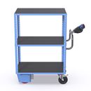 Eldriven hyllvagn CustomLine, 3 hyllplan, antracitgrå RAL 7016, elastisk gummi