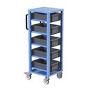 Backställ med backar CustomLine, för backar LxB 400 x 300 mm, blå, med 5 backar, 120 mm höga