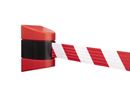 Avspärrningsband med plastkåpa Gilbert, magnetmontering, röd/vit, utdragsband 3500 mm