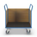 Plattformsvagn Line, med 3 höga väggar, centralbroms, LxB 1150 x 700 mm, elastiska hjul