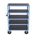 Hyllvagn CustomLine, 5 hyllplan, ljusblå RAL 5012, massivgummi