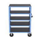 Hyllvagn CustomLine, 5 hyllplan, ljusblå RAL 5012, massivgummi