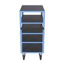 Hyllvagn CustomLine, 5 hyllplan, ljusblå RAL 5012, massivgummi