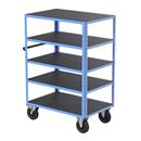 Hyllvagn CustomLine, 5 hyllplan, ljusblå RAL 5012, massivgummi