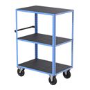 Hyllvagn CustomLine, 3 hyllplan, ljusblå RAL 5012, massivgummi