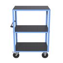 Hyllvagn CustomLine, 3 hyllplan, ljusblå RAL 5012, massivgummi