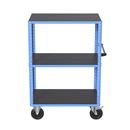 Hyllvagn CustomLine, 3 hyllplan, ljusblå RAL 5012, massivgummi