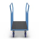 Plattformsvagn Malak, elastiska gummihjul, 2 höga galler på långsidan, LxB 1050 x 620 mm