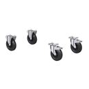 Hjulsats till hyllvagn och rullvagn CustomLine, 2 bromsade länkhjul, 2 fasta hjul, massivgummihjul Ø 200 mm