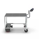 Eldriven Rullvagn Edessa, 1 hyllplan av plast, LxBxH 1670 x 800 x 1300 mm, galvaniserad