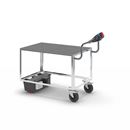 Eldriven Rullvagn Edessa, 1 hyllplan av plast, LxBxH 1670 x 800 x 1300 mm, galvaniserad