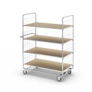 Hyllvagn Telma ESD, korta varianter, 4 länkhjul, 4 hyllor, LxBxH 945 x 470 x 1120 mm, 2 med broms