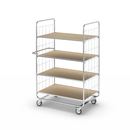 Hyllvagn Telma ESD, korta varianter, 4 länkhjul, 4 hyllor, LxBxH 815 x 470 x 1120 mm, 2 med broms, från 2 st