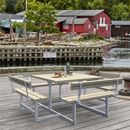Bänkbord Ela, LxD 2240 x 2240 mm, med 4 ryggstöd, natur