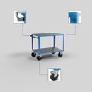 Bordsvagn Industri Industri, 2 hyllplan av plast, hyllplan 1050 x 700 mm, stativ ljusblått